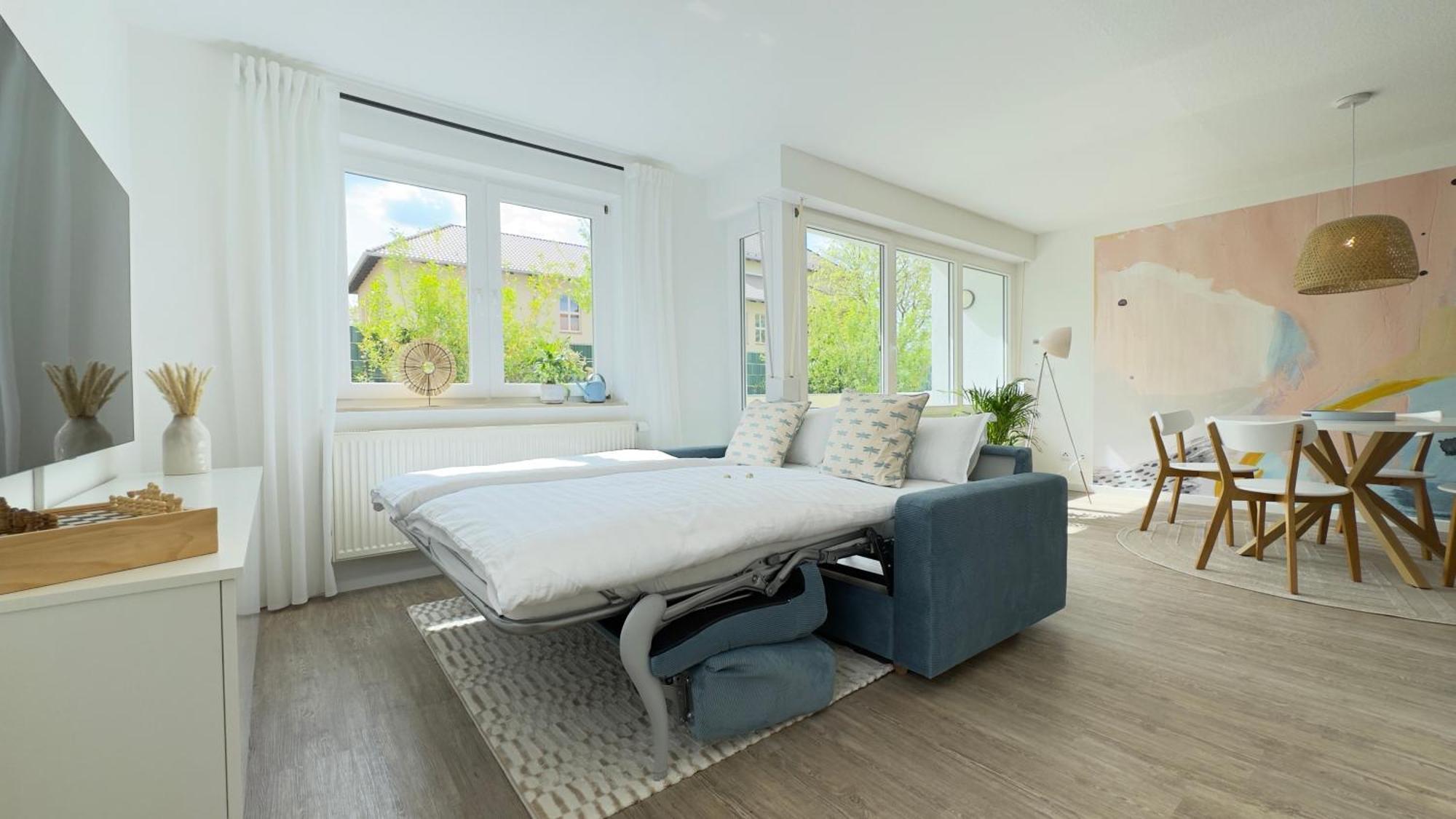 Fewo Am Park - 4P, Boxspringbett, Balkon, Smarttv, Gesundbrunnen, Familienfreundlich Halle  Exteriér fotografie